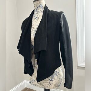 Blank NYC girls Black Draped mixed media Blazer. Size L